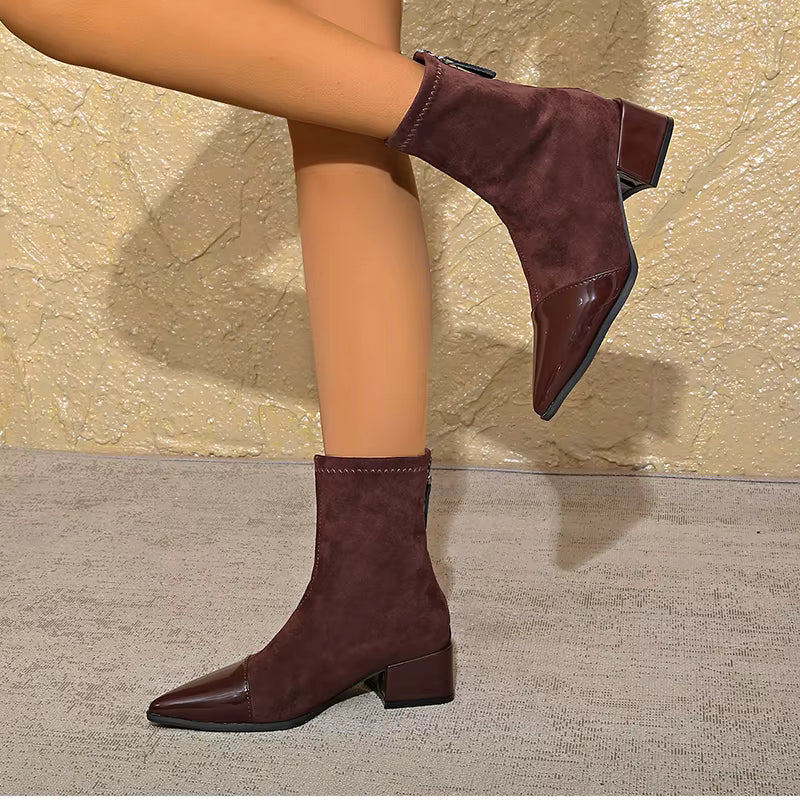 Women's Fashion Stand-out Block Heel Ankle Boots