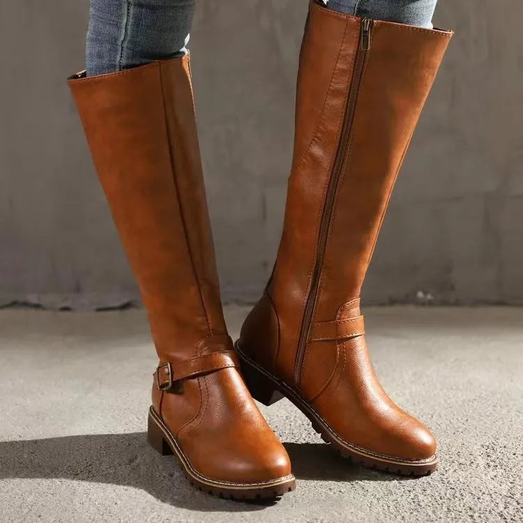 Women’s Buckle Modern Chic Leather Boots for All Season