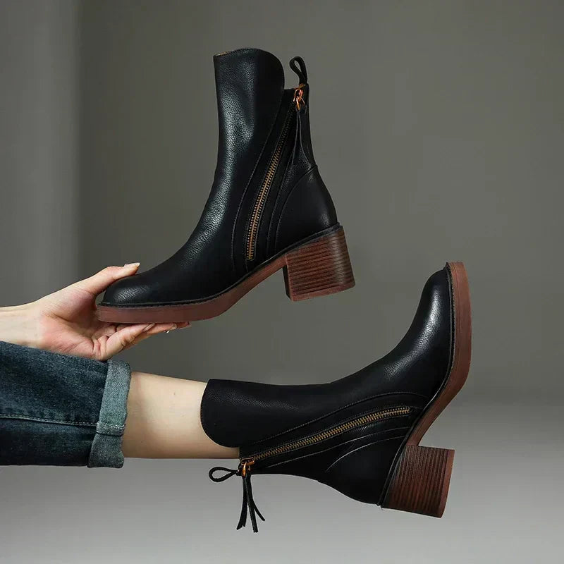 Women's Classic Fashion Durable Ankle Heeled Boots for Outdoor