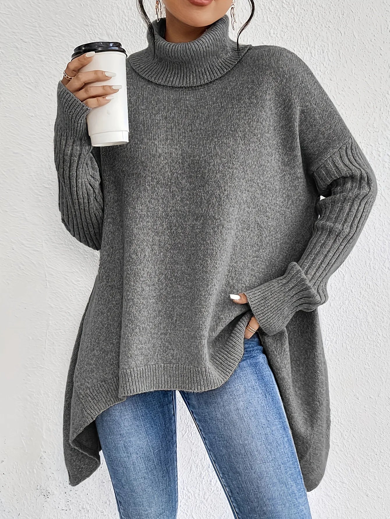 Women’s Oversized Winter Turtleneck Warm Relaxed Fit Jumper