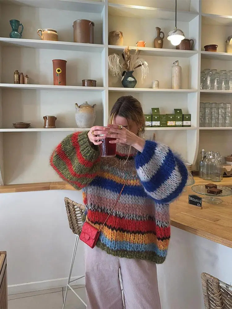 Women's Cosy Multicoloured Warm Jumper for Winter