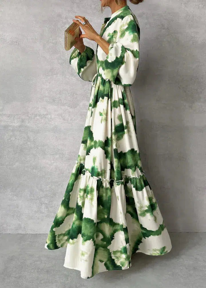  Women's Maxi Dress - Long Sleeve - V-Neck - Elegant Flowy Design-1