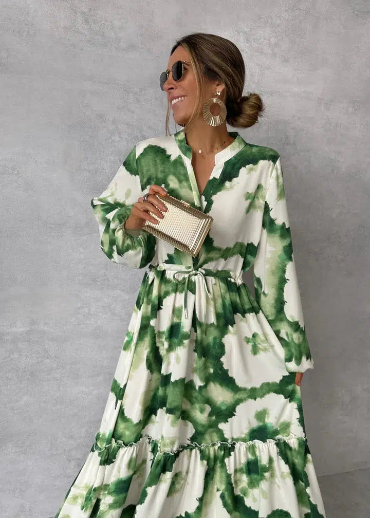  Women's Maxi Dress - Long Sleeve - V-Neck - Elegant Flowy Design-2