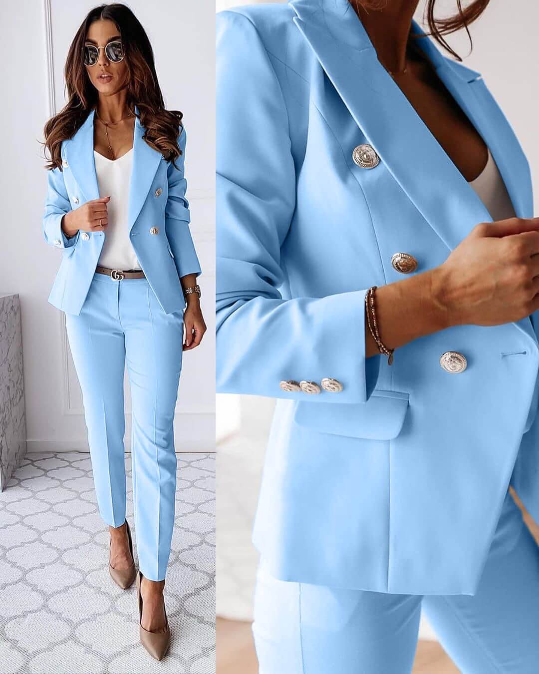 Women's Modern Business Suit – Complete Ensemble Jacket and Fitted Trousers