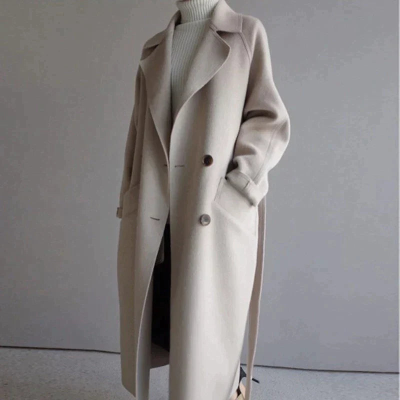 Women's Elegant Formal Sleek Long Wool Coat