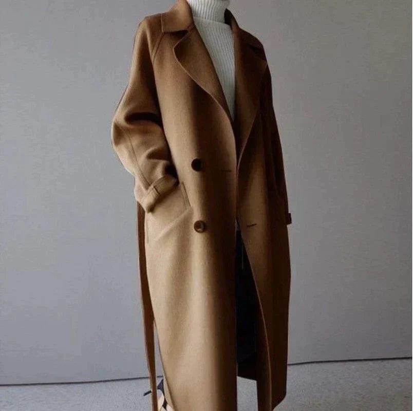 Women's Elegant Formal Sleek Long Wool Coat