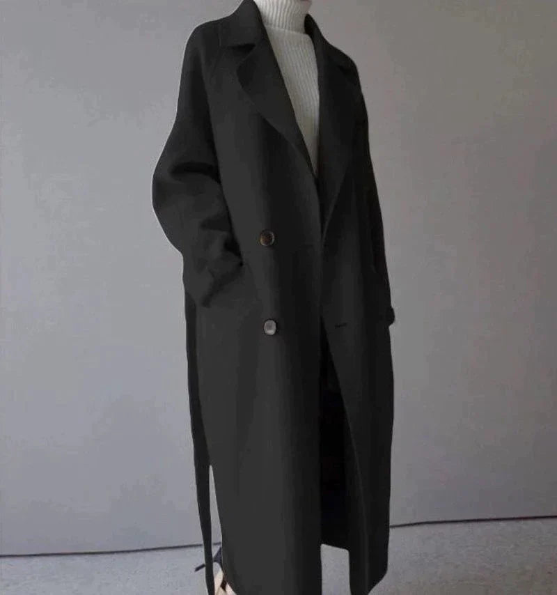 Women's Elegant Formal Sleek Long Wool Coat