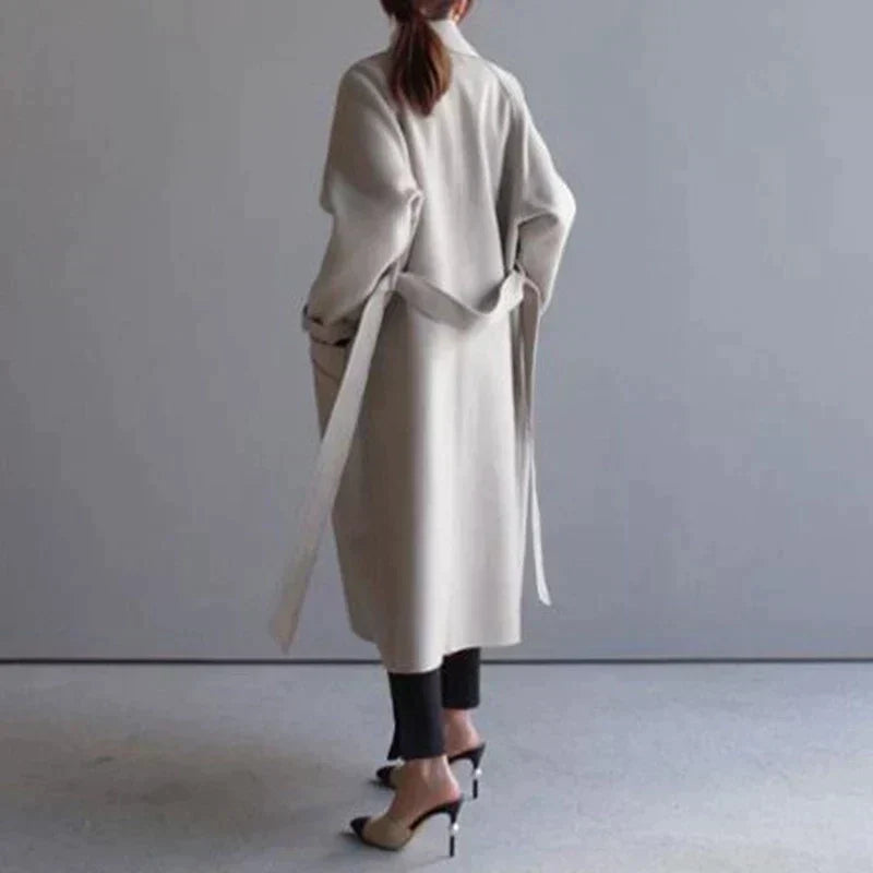 Women's Elegant Formal Sleek Long Wool Coat
