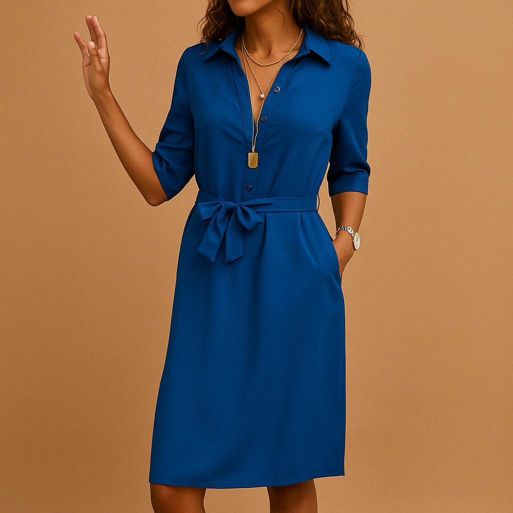 Exquisite Flattering Outdoor Spring Belted Shirt Dress for Women