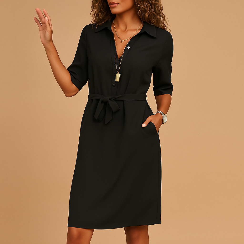 Exquisite Flattering Outdoor Spring Belted Shirt Dress for Women