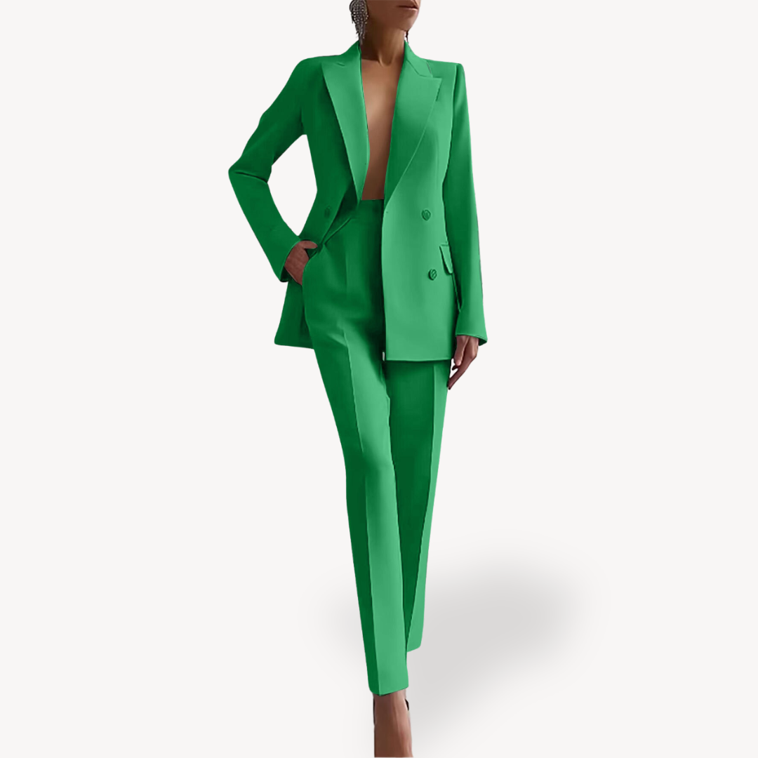 Women’s Tailored Two-Piece Suit Set with Long Structured Blazer