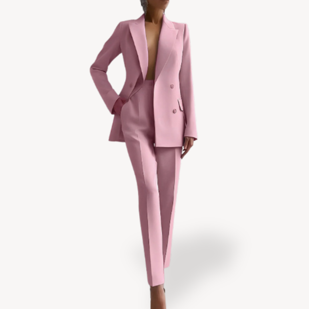 Women’s Tailored Two-Piece Suit Set with Long Structured Blazer