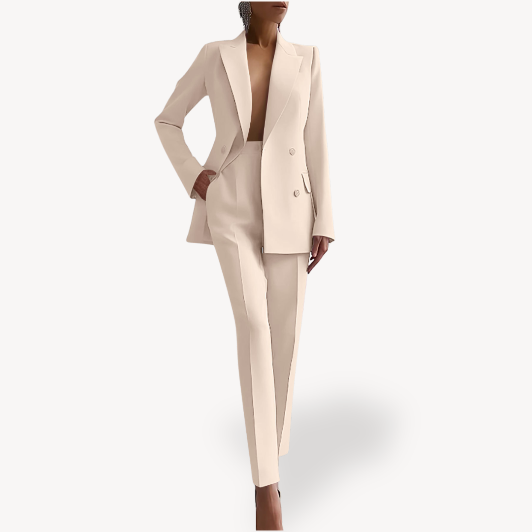 Women’s Tailored Two-Piece Suit Set with Long Structured Blazer