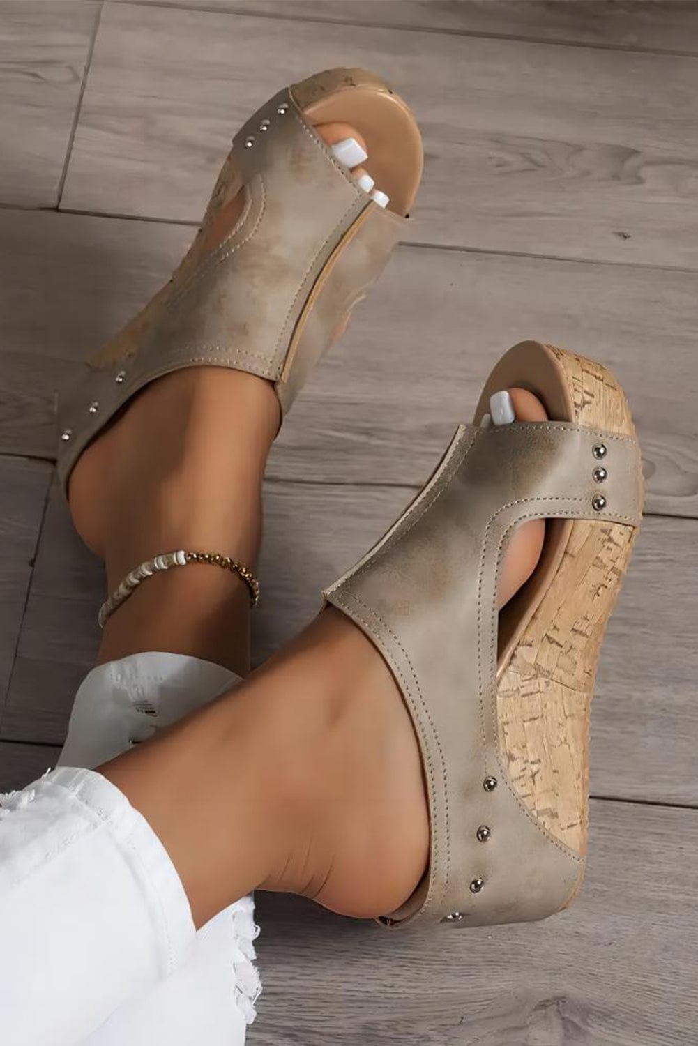 Ashtyn Leather Wedge Sandal Shoes - Smith Fashion