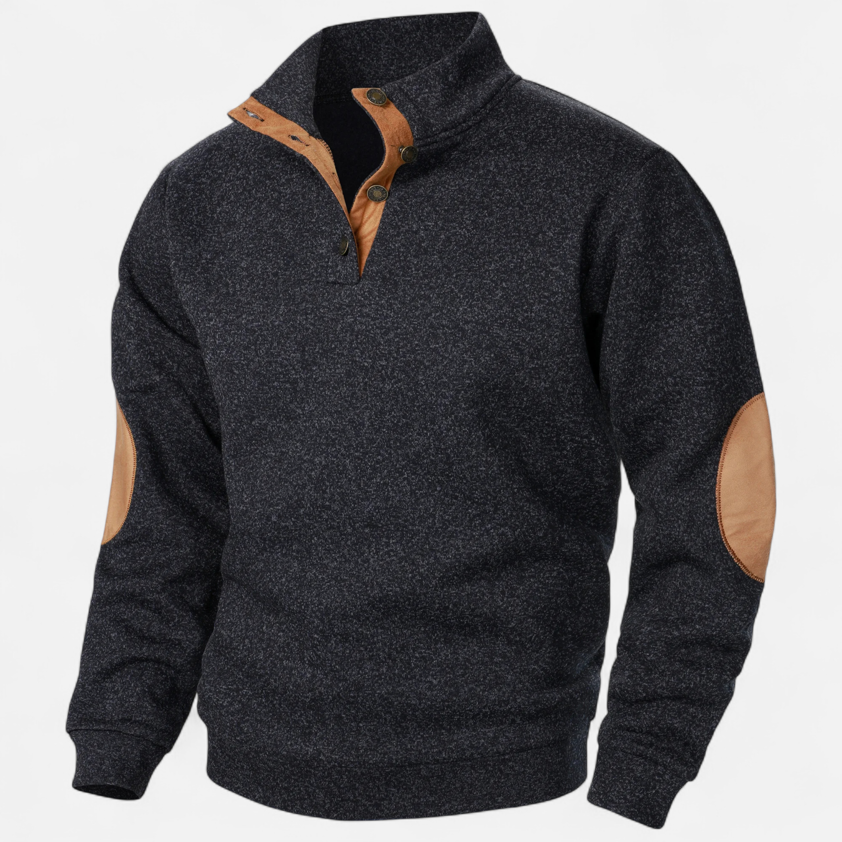 Men’s Knitted Warm Button Jumper with Stand-Up Collar