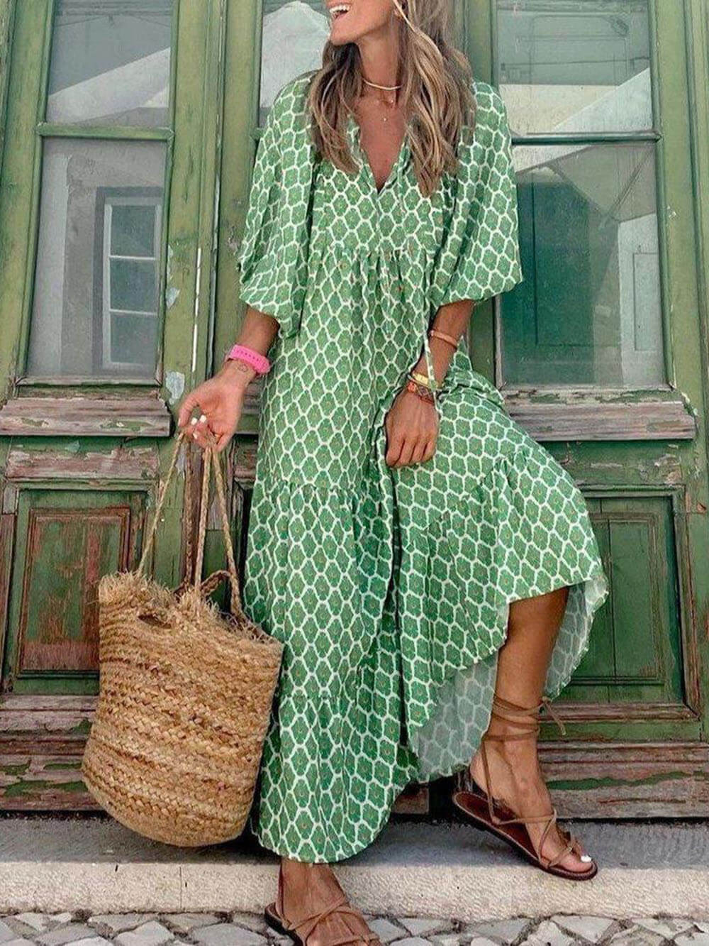Bohemian Printed Maxi Dress - Smith Fashion