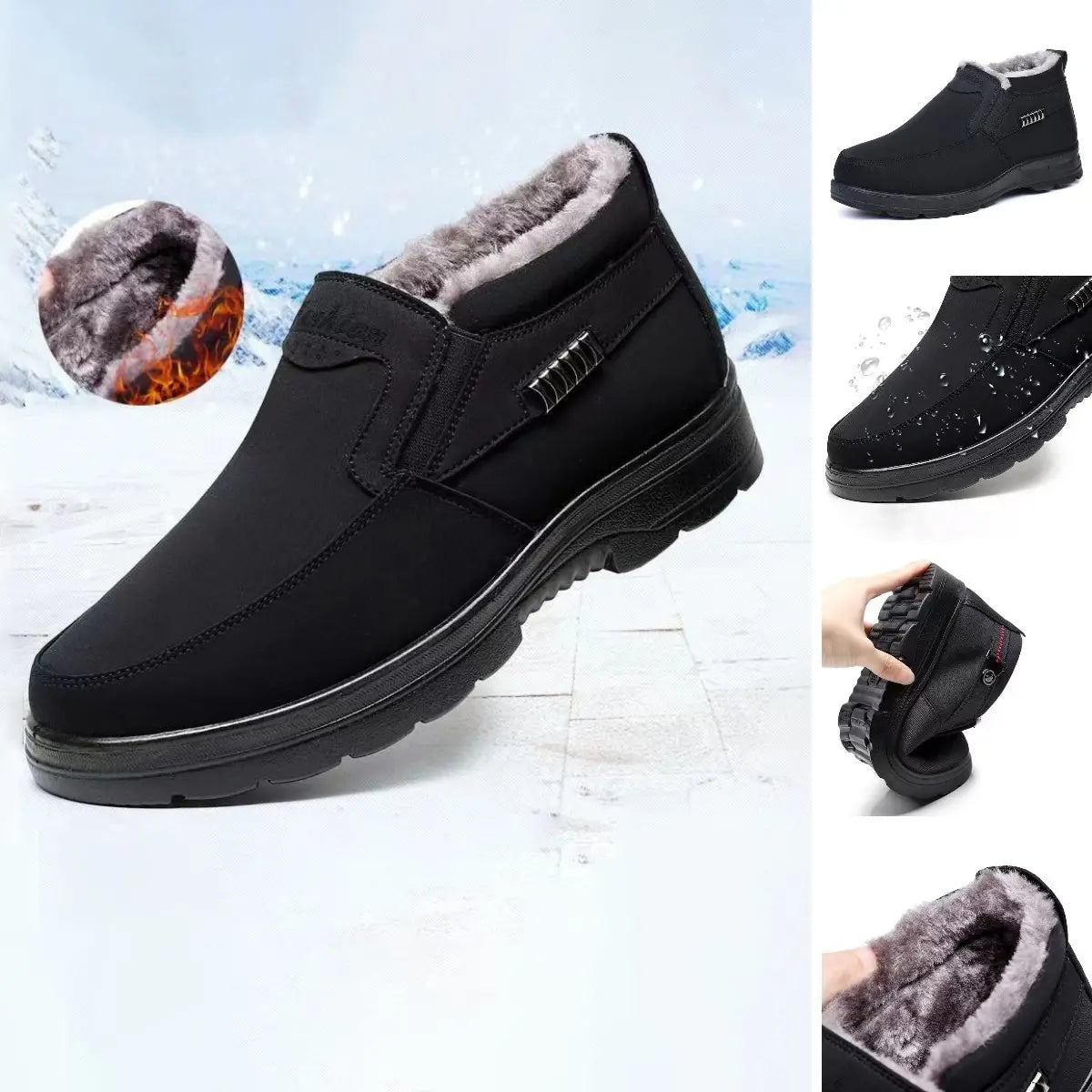 Men's Fashion Practical Warm Thermal Slip-On Shoes with Plush Lining