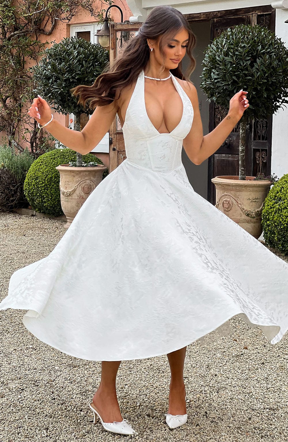 Exquisite Classic Halter Wedding Guest Dress for Women
