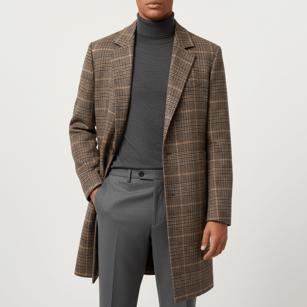 Smith | Plaid Wool Blend Overcoat