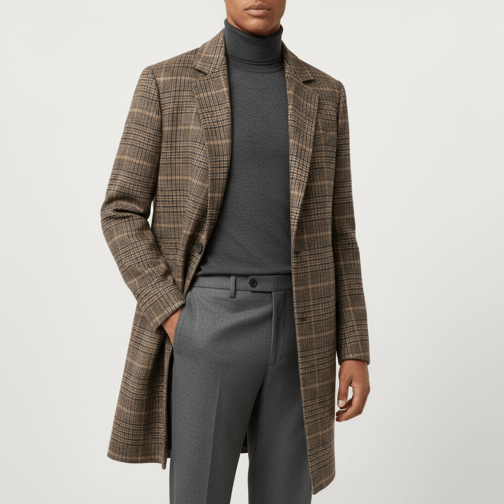Smith | Plaid Wool Blend Overcoat