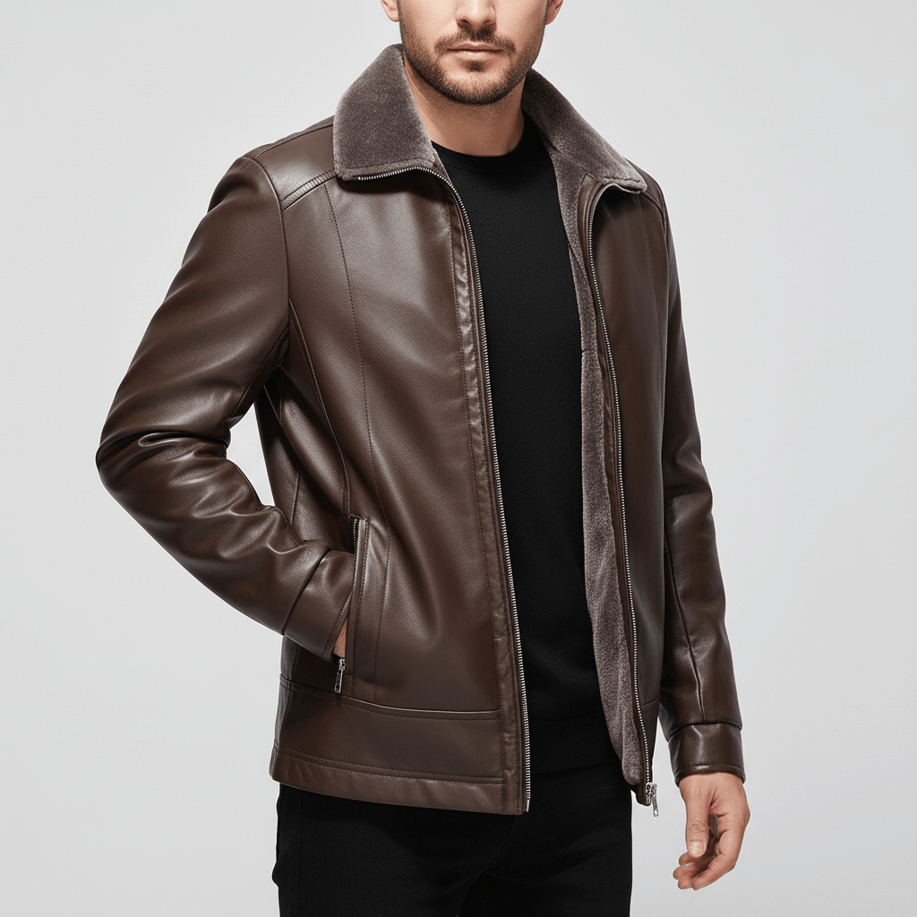 Smith | Leather Jacket with Fleece Collar