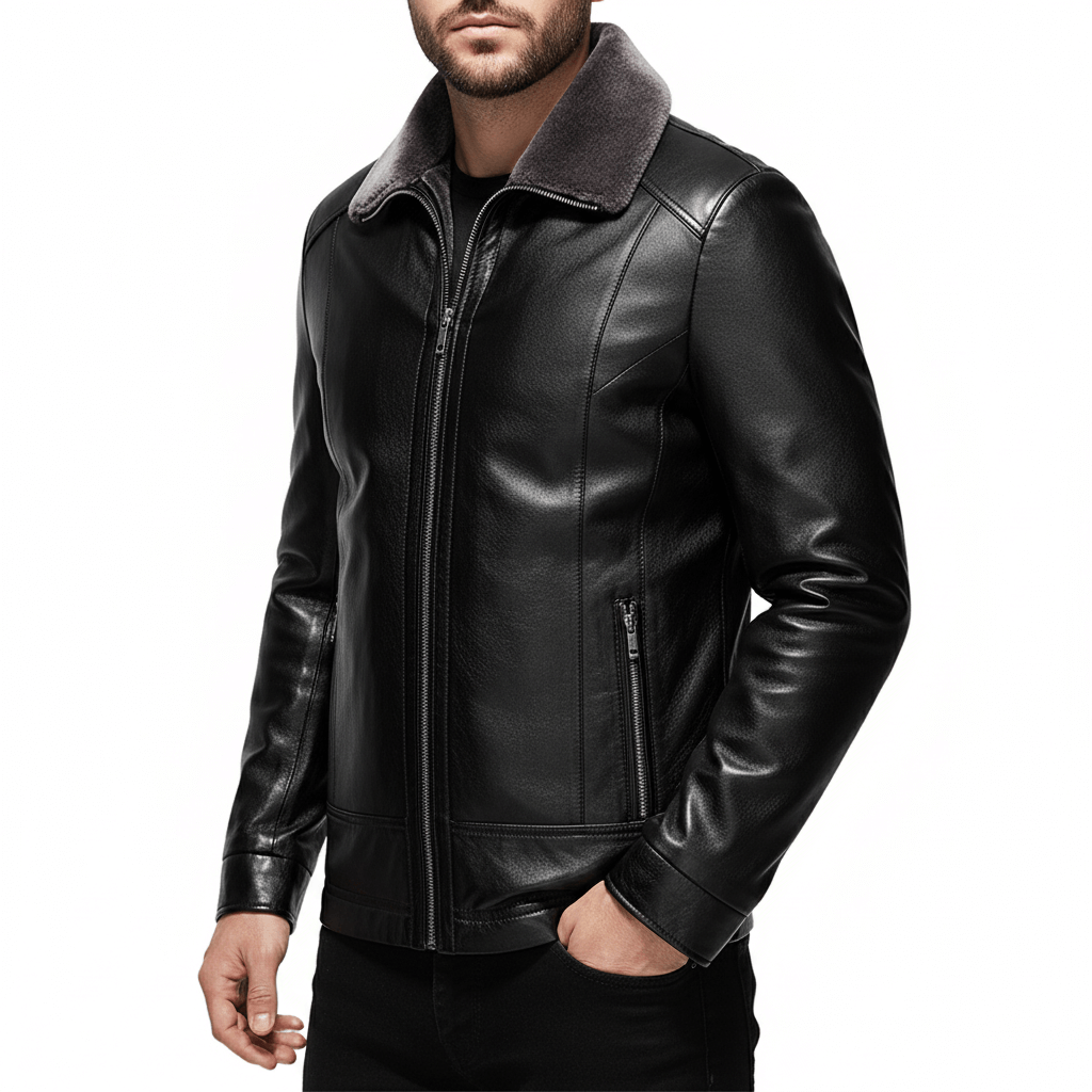 Smith | Leather Jacket with Fleece Collar