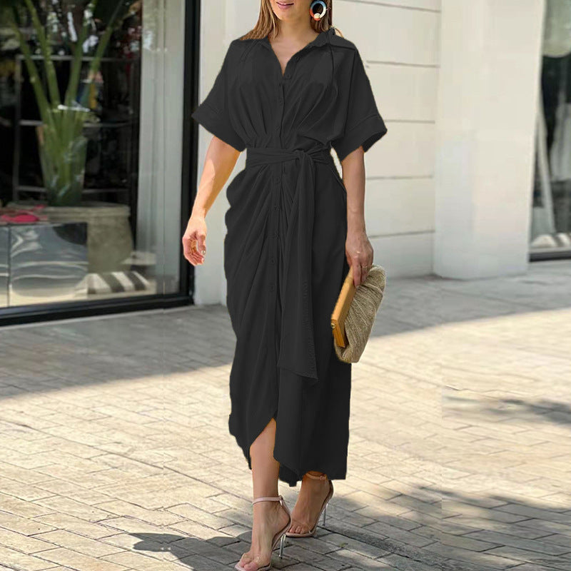 Women's Stylish Drape Button Wrap Summer Dress for All Occasion