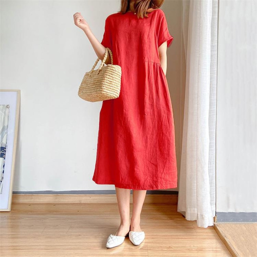 Women's Relaxed Fit Short Sleeve Knee-Length Summer Dress