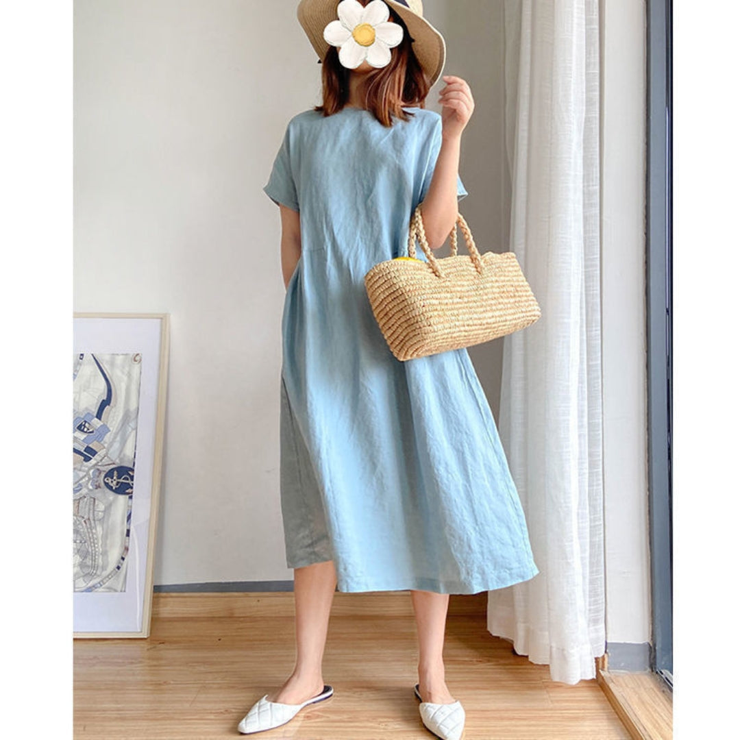 Women's Relaxed Fit Short Sleeve Knee-Length Summer Dress