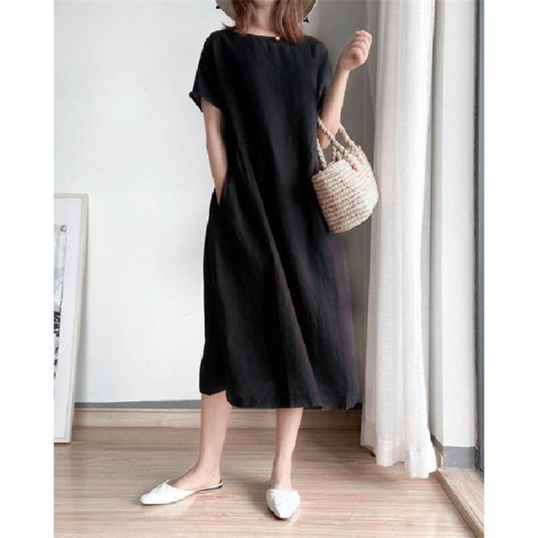 Women's Relaxed Fit Short Sleeve Knee-Length Summer Dress