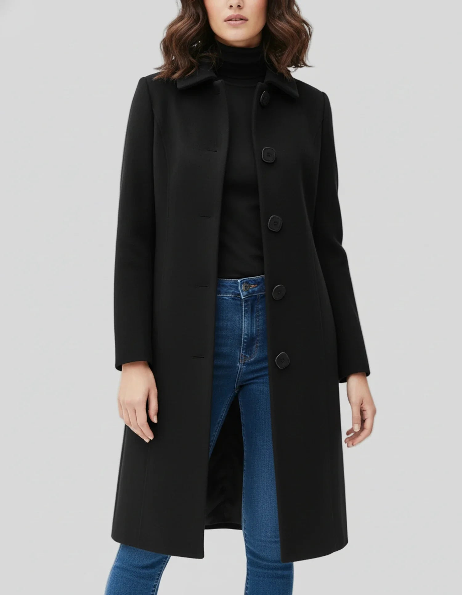 Women's Classic Winter Button Front Warm Trench Coat