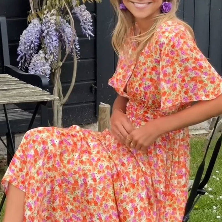 Naomi | Women's Dress with V - Neck - Smith Fashion