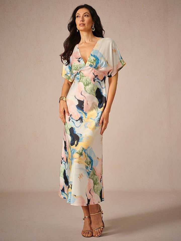Satin Tie Dye Maxi Dress - Smith Fashion