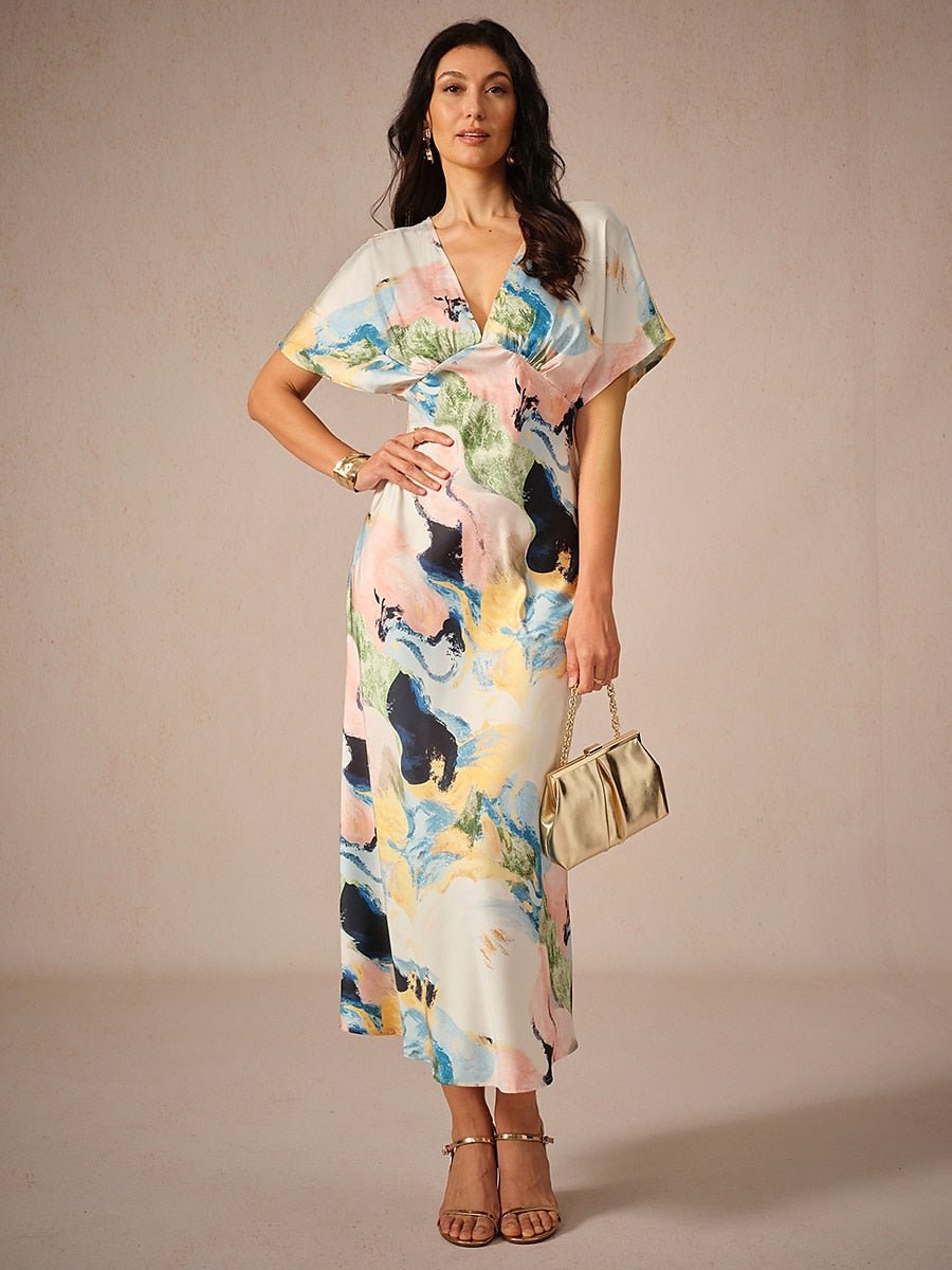 Satin Tie Dye Maxi Dress - Smith Fashion