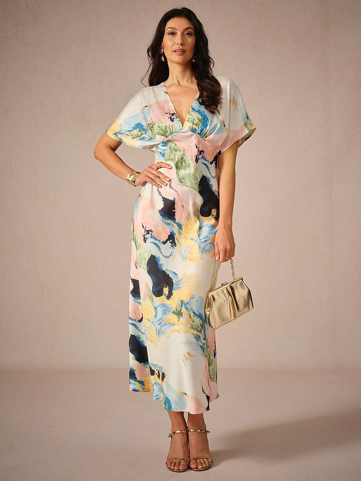 Satin Tie Dye Maxi Dress - Smith Fashion