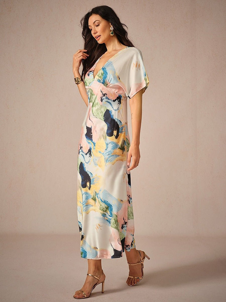 Satin Tie Dye Maxi Dress - Smith Fashion