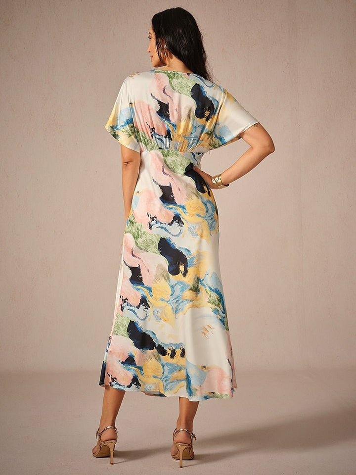 Satin Tie Dye Maxi Dress - Smith Fashion