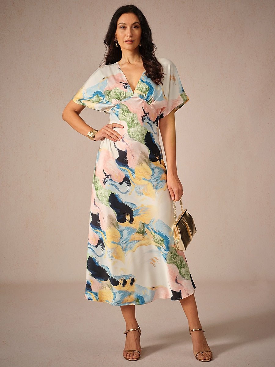 Satin Tie Dye Maxi Dress - Smith Fashion