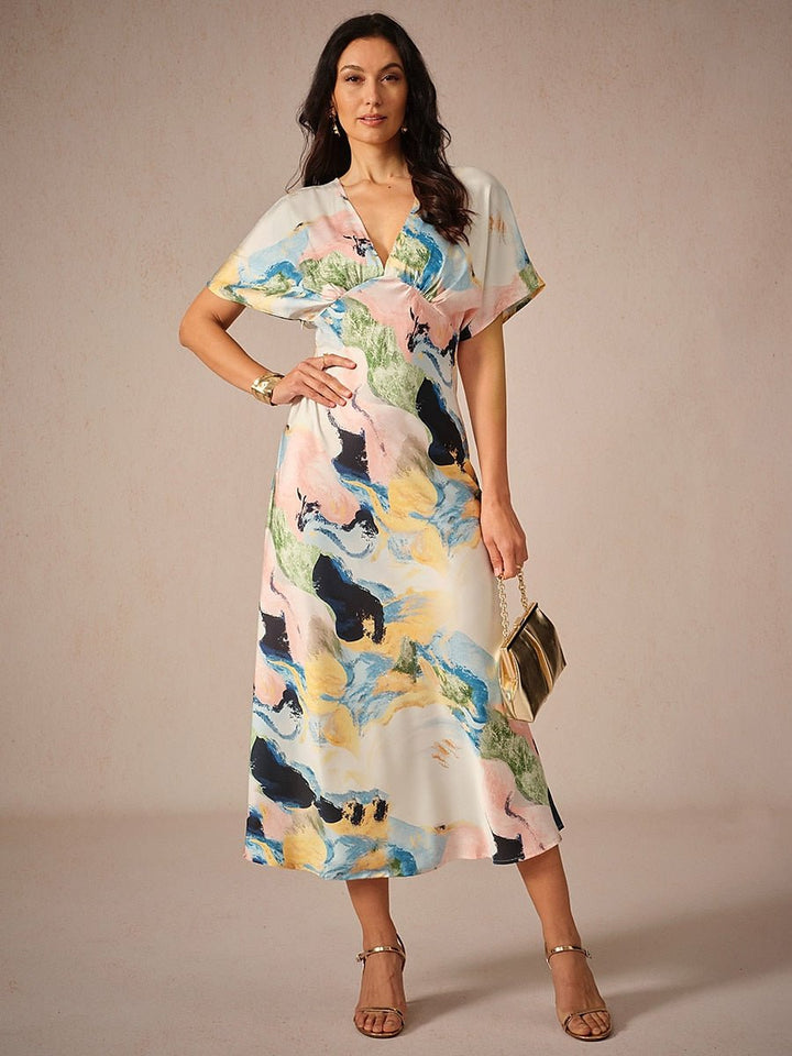 Satin Tie Dye Maxi Dress - Smith Fashion