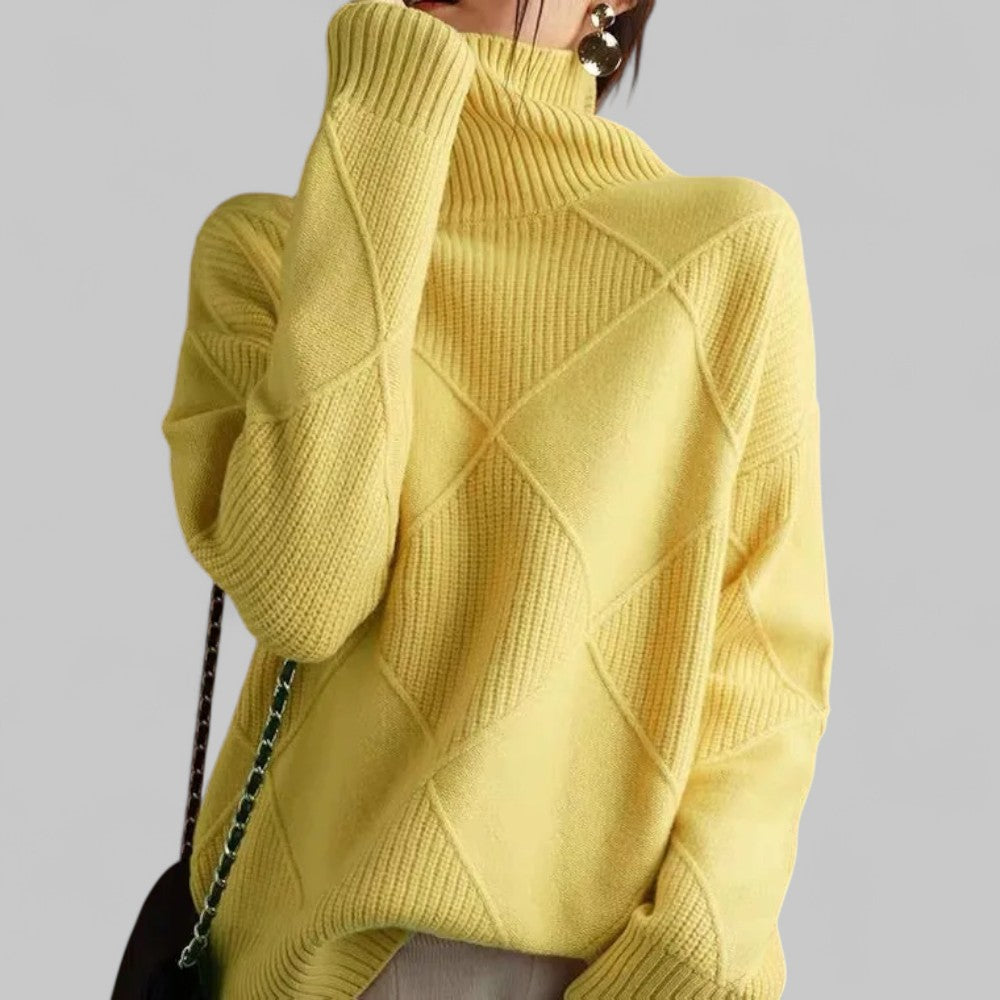Women’s Cozy Oversized Patterned Winter Turtleneck Jumper